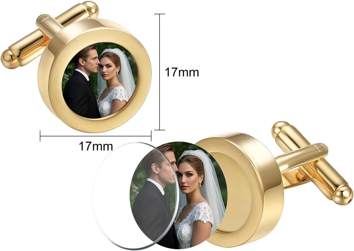 DIY Photo Cufflinks for Men Silver Gold Personalized Cuffs Suitable for Dad Husband Unique Jewelry with Box