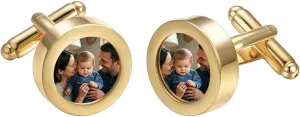 DIY Photo Cufflinks for Men Silver Gold Personalized Cuffs Suitable for Dad Husband Unique Jewelry with Box
