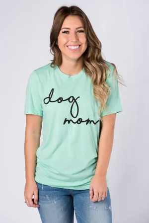 Dog mom large pride script short sleeve crew neck t-shirt mint
