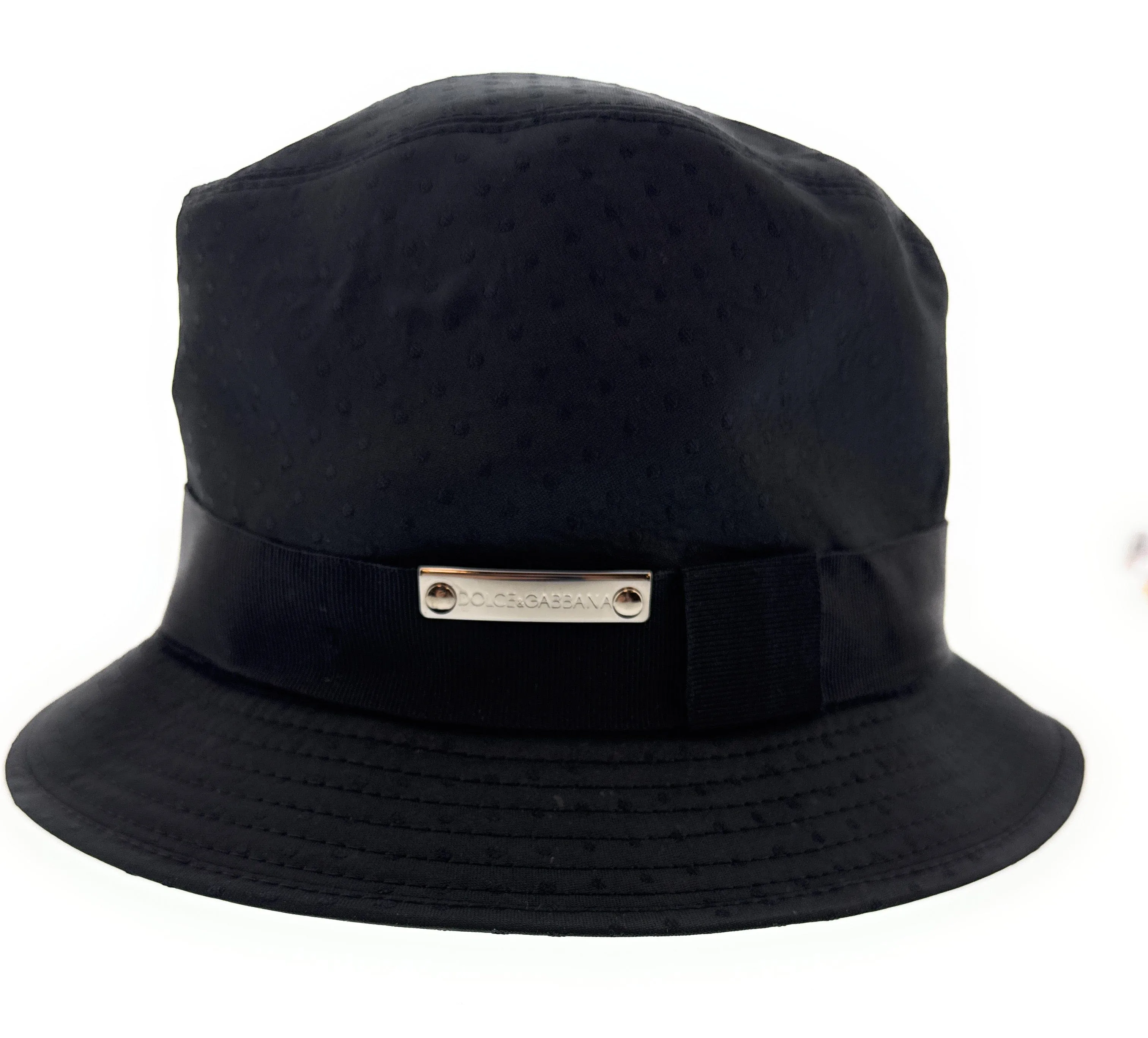 Dolce & Gabbana Black Cotton Blend Bucket with Bow Band -Adult M