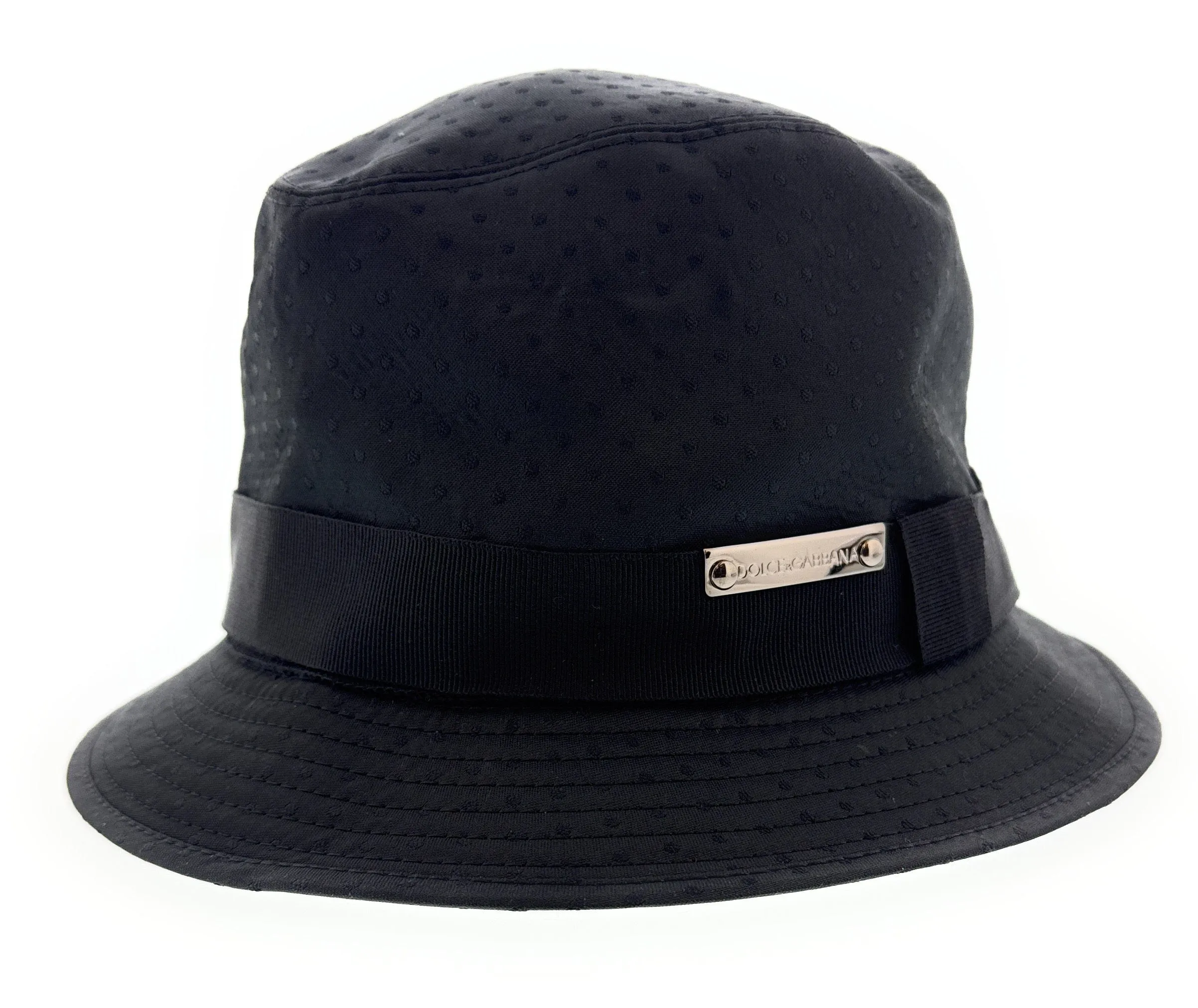 Dolce & Gabbana Black Cotton Blend Bucket with Bow Band -Adult M