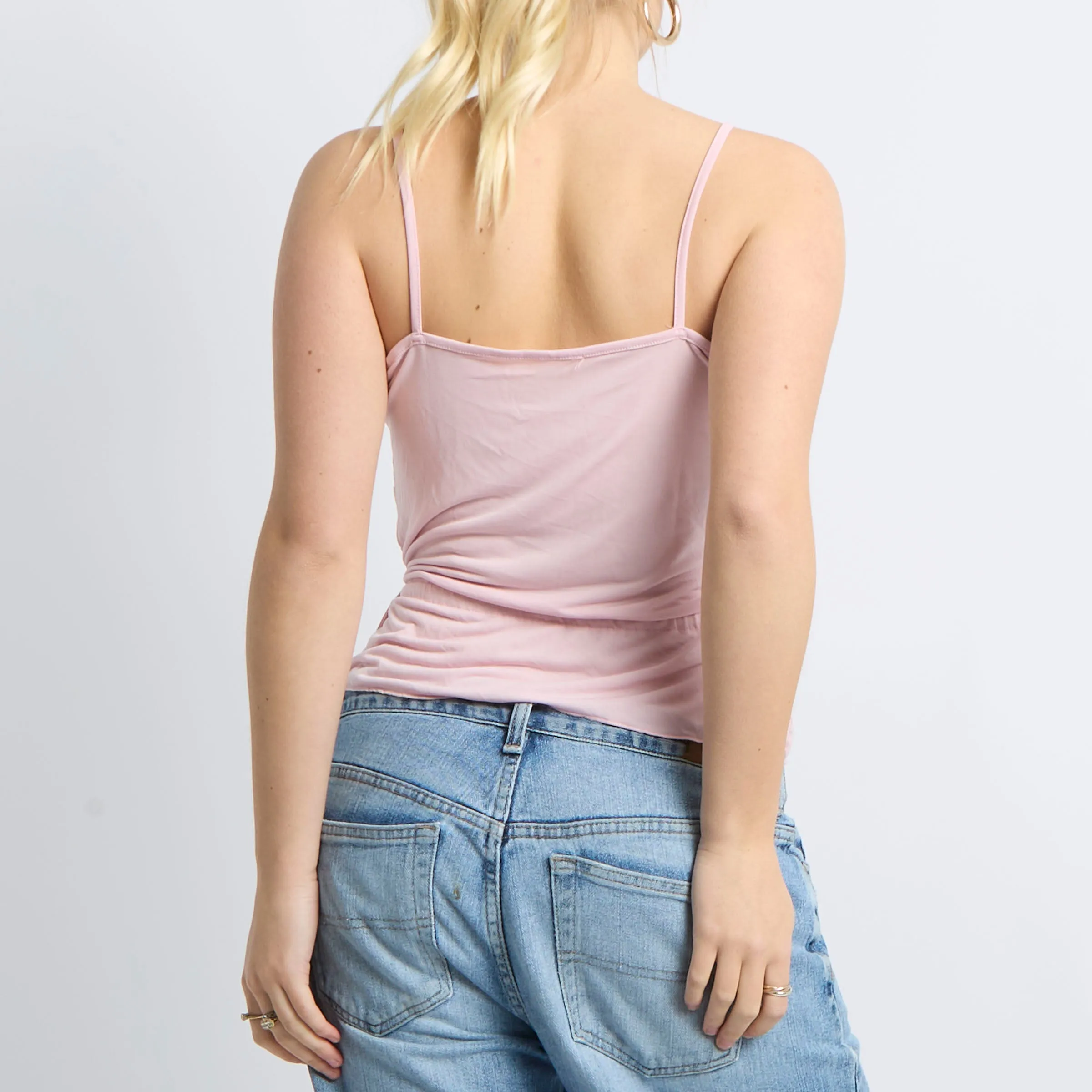 Drawstring Detail Lace Hem Cami - UK 10