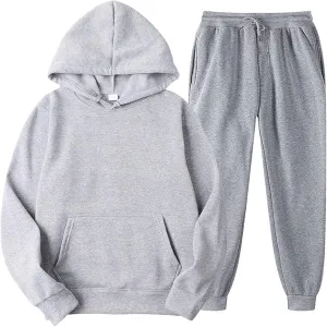 DuDubaby Faux Fur Hoodie For Men Hooded Sportswear Two Piece Long Sleeved Pullover Hoodie Sweatshirt Sweatpants Set