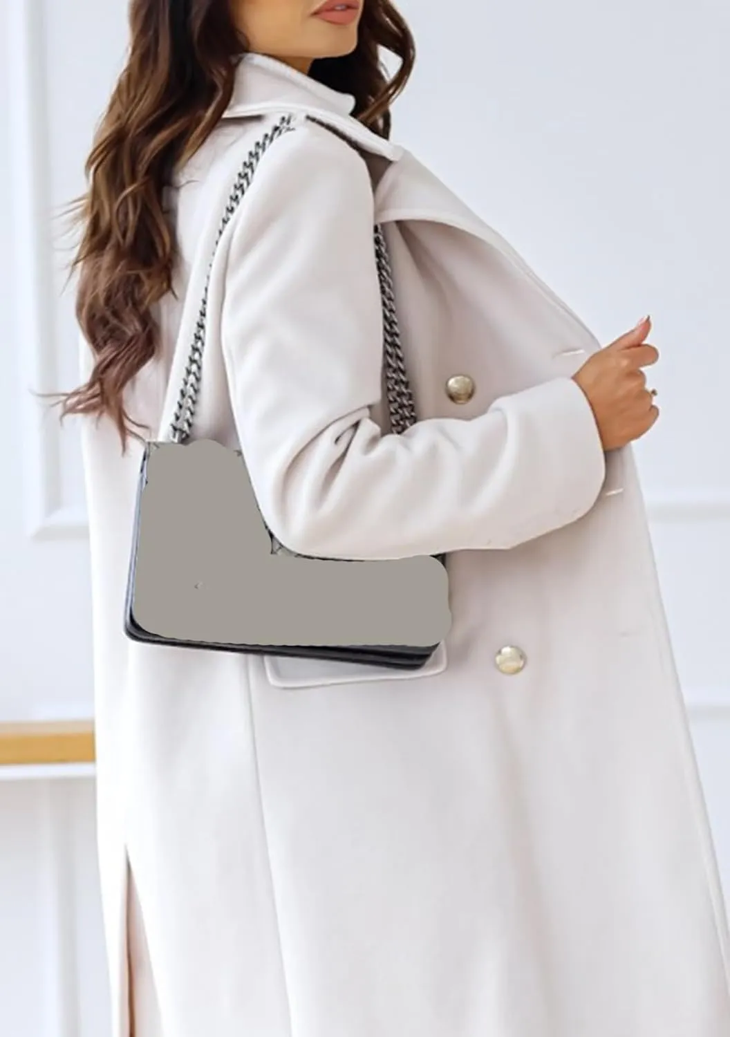 EFOFEI Women's Classic Long Sleeved Jacket Lapel Collar Coats Solid Color Wrap Coats With Pockets