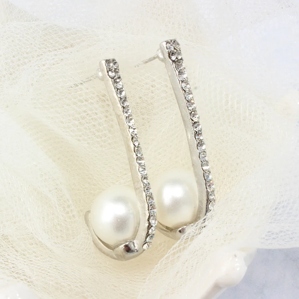 Elegant Pearl & Rhinestone Earrings