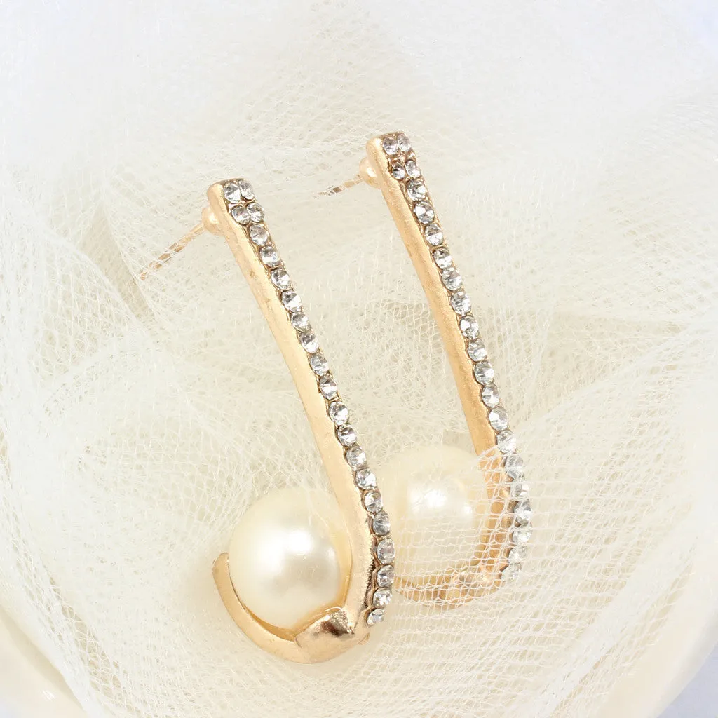 Elegant Pearl & Rhinestone Earrings