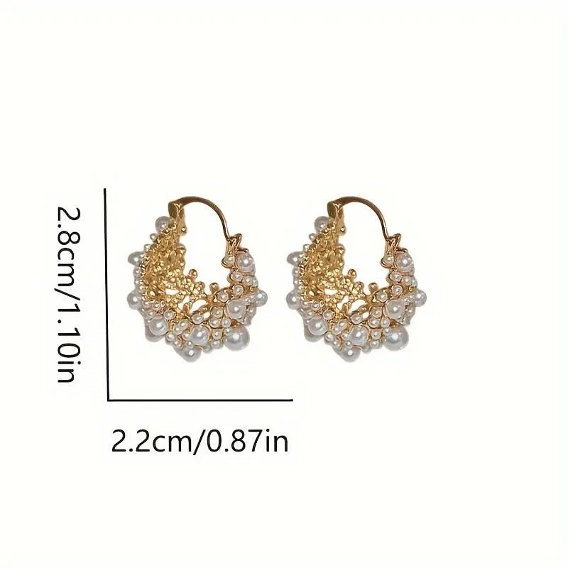 Elegant Pearl Flower Hoop Earrings