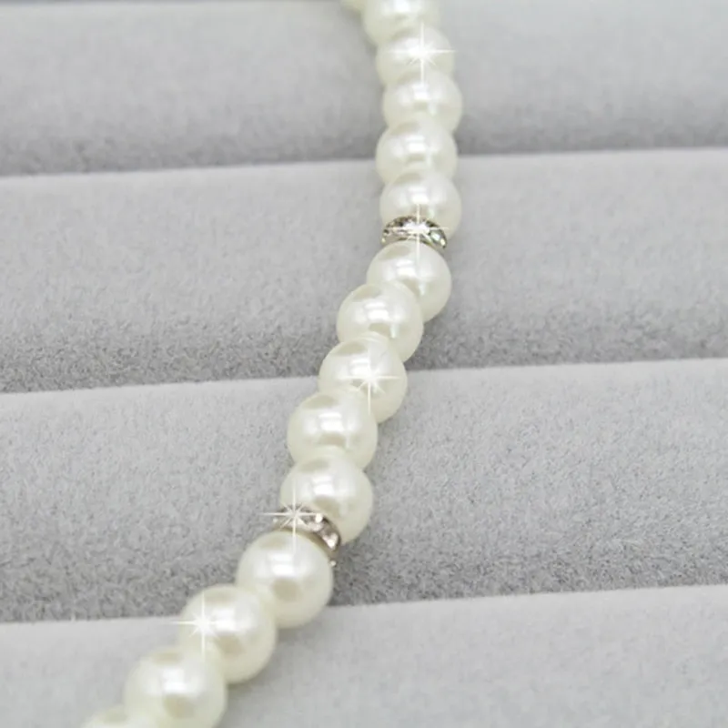 Elegant  Pearl Rhinestone Necklace Earrings Jewelry Set