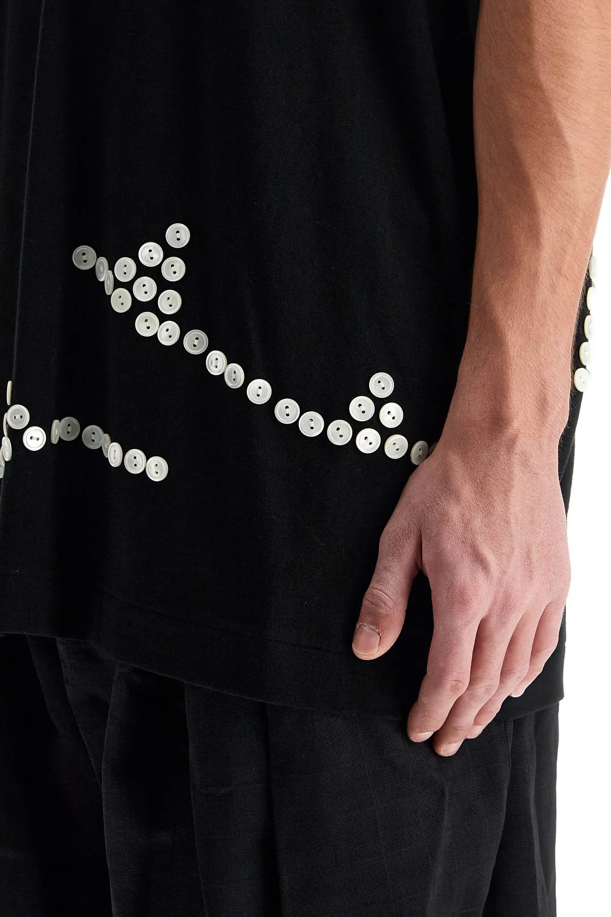 embroidered button-up t PN T017 BLACK
