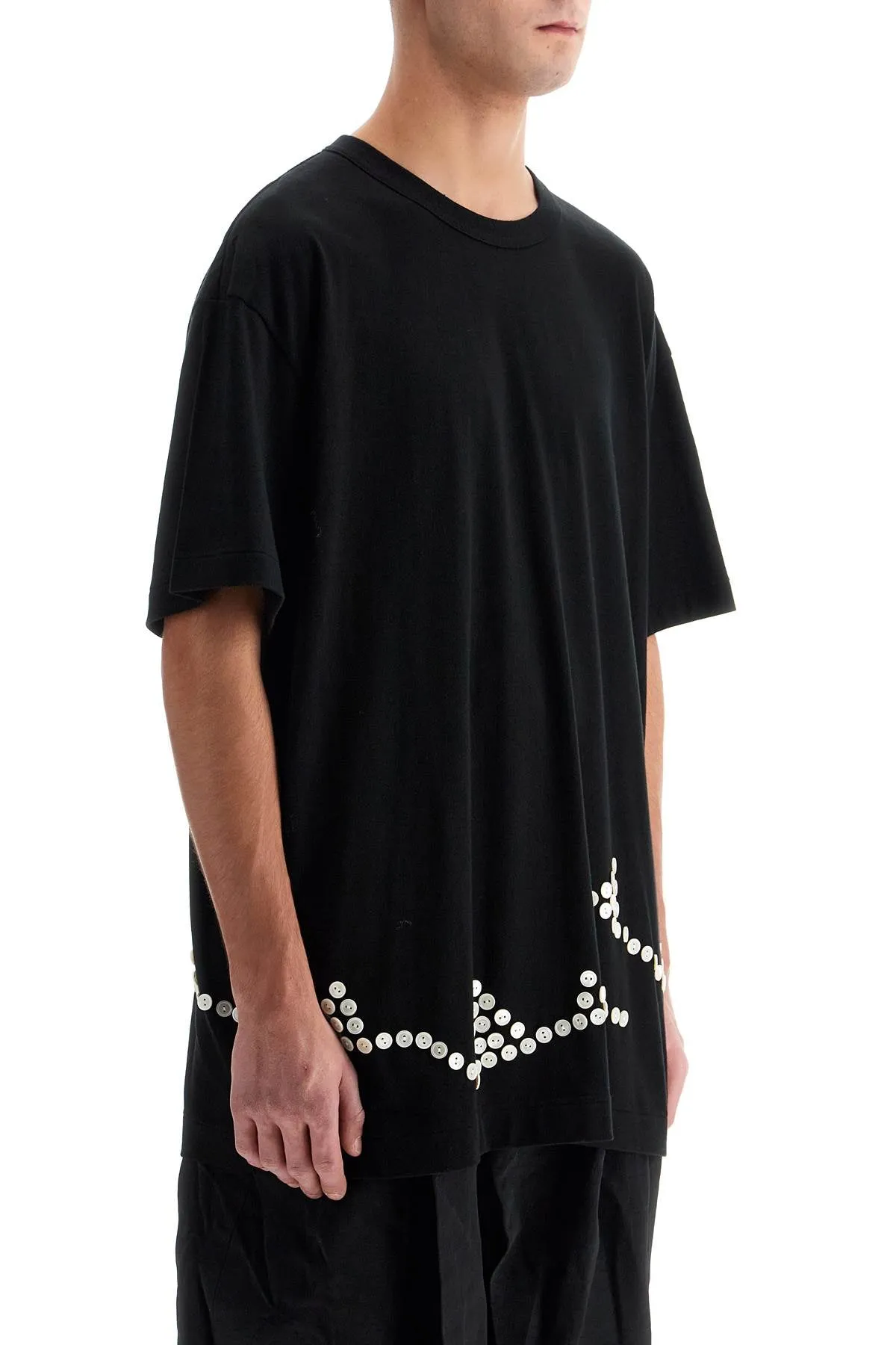 embroidered button-up t PN T017 BLACK