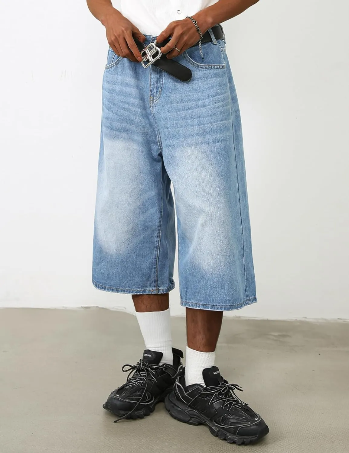 EMMIOL Mens Baggy Jean Shorts Loose Fit Denim Shorts Men Summer Casual Jorts Y2k Hip Hop Short Jeans Streetwear Clothes
