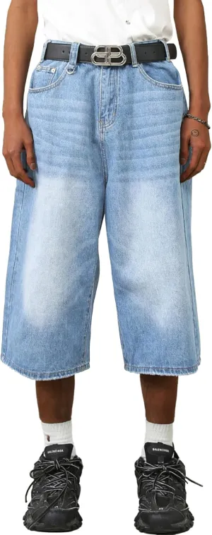 EMMIOL Mens Baggy Jean Shorts Loose Fit Denim Shorts Men Summer Casual Jorts Y2k Hip Hop Short Jeans Streetwear Clothes