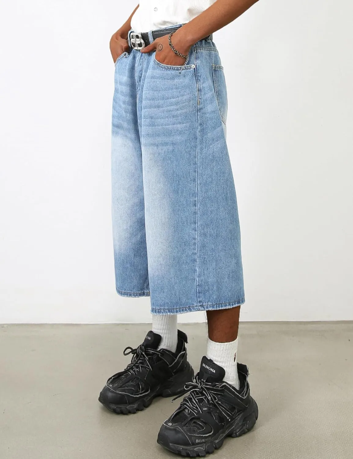 EMMIOL Mens Baggy Jean Shorts Loose Fit Denim Shorts Men Summer Casual Jorts Y2k Hip Hop Short Jeans Streetwear Clothes