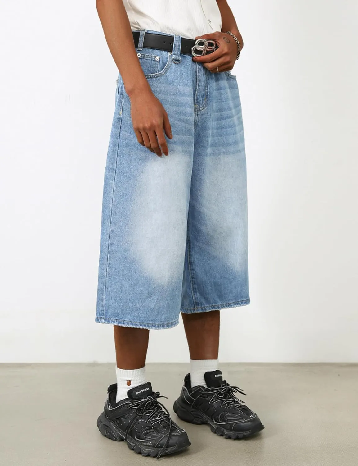 EMMIOL Mens Baggy Jean Shorts Loose Fit Denim Shorts Men Summer Casual Jorts Y2k Hip Hop Short Jeans Streetwear Clothes