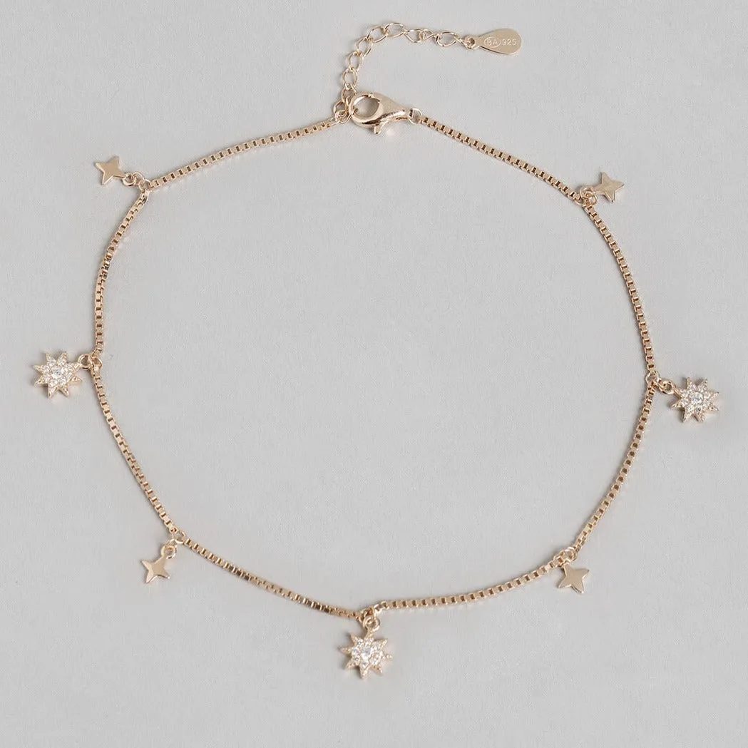 Enchanting Star 925 Silver Anklets In Rose Gold