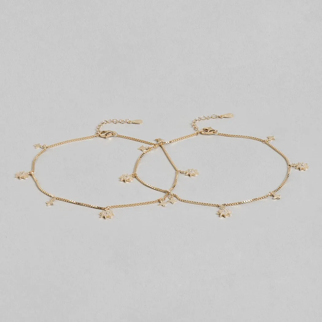 Enchanting Star 925 Silver Anklets In Rose Gold