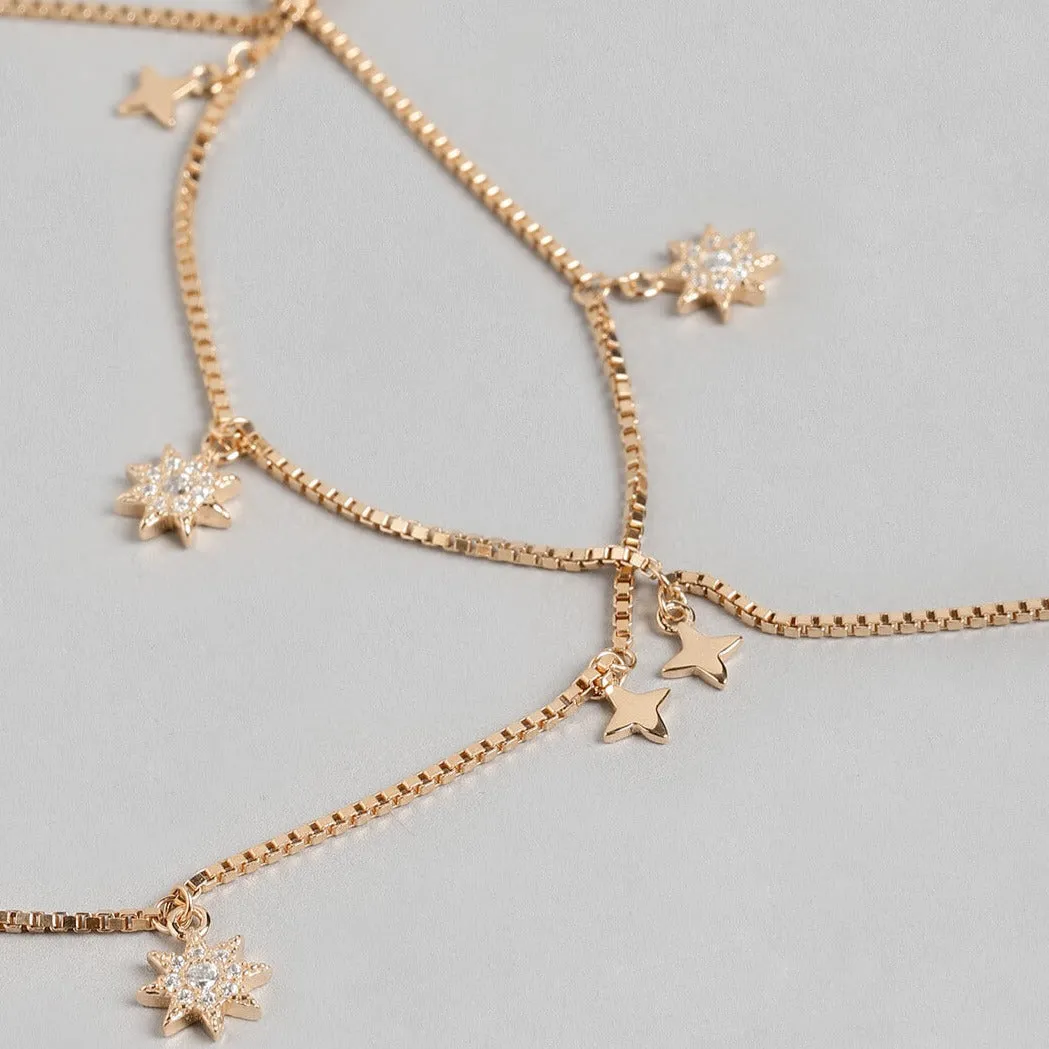 Enchanting Star 925 Silver Anklets In Rose Gold