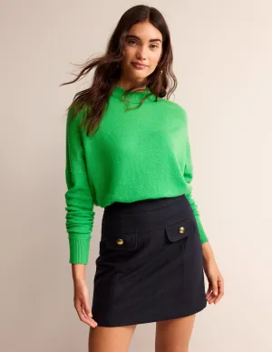 Estella Wool Mini Skirt-Navy