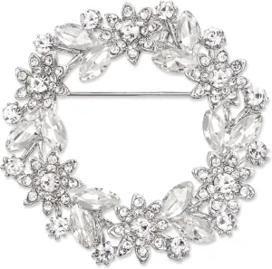 EVER FAITH Sparkly Rhinestone Crystal Flower Wreath Brooches Pin, Vintage Garland Brooch for Women