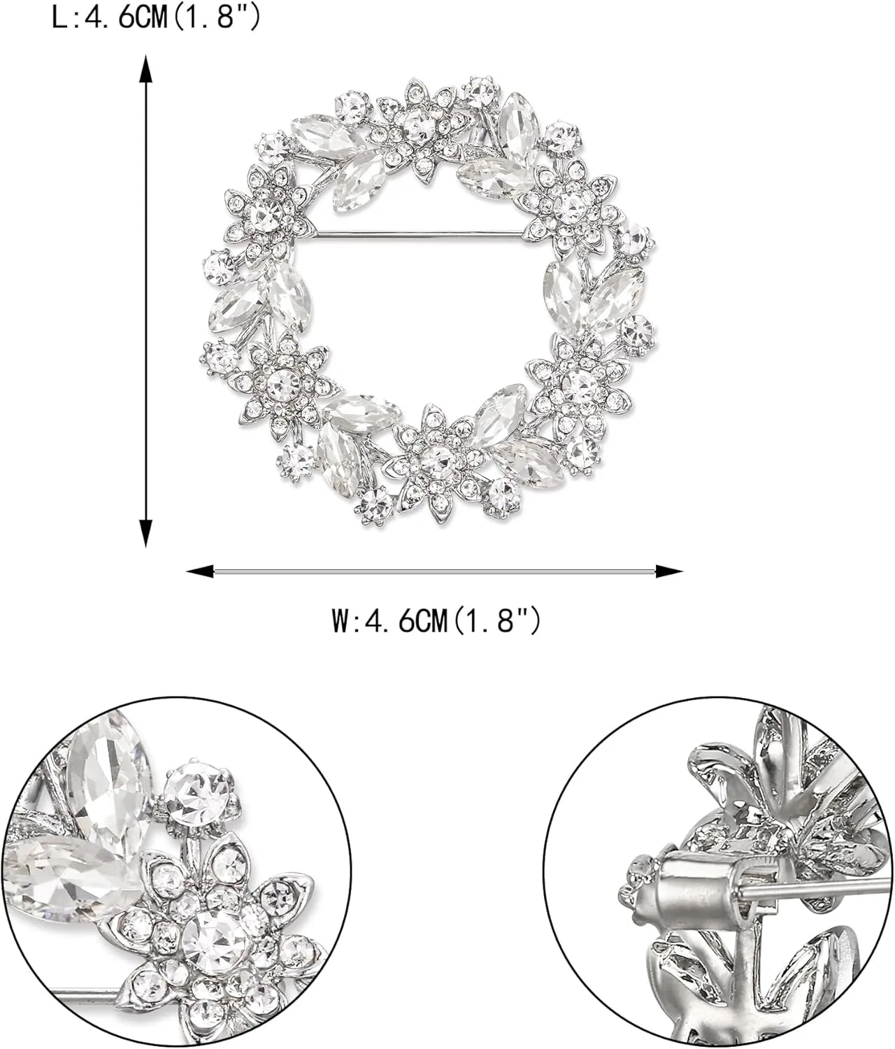 EVER FAITH Sparkly Rhinestone Crystal Flower Wreath Brooches Pin, Vintage Garland Brooch for Women