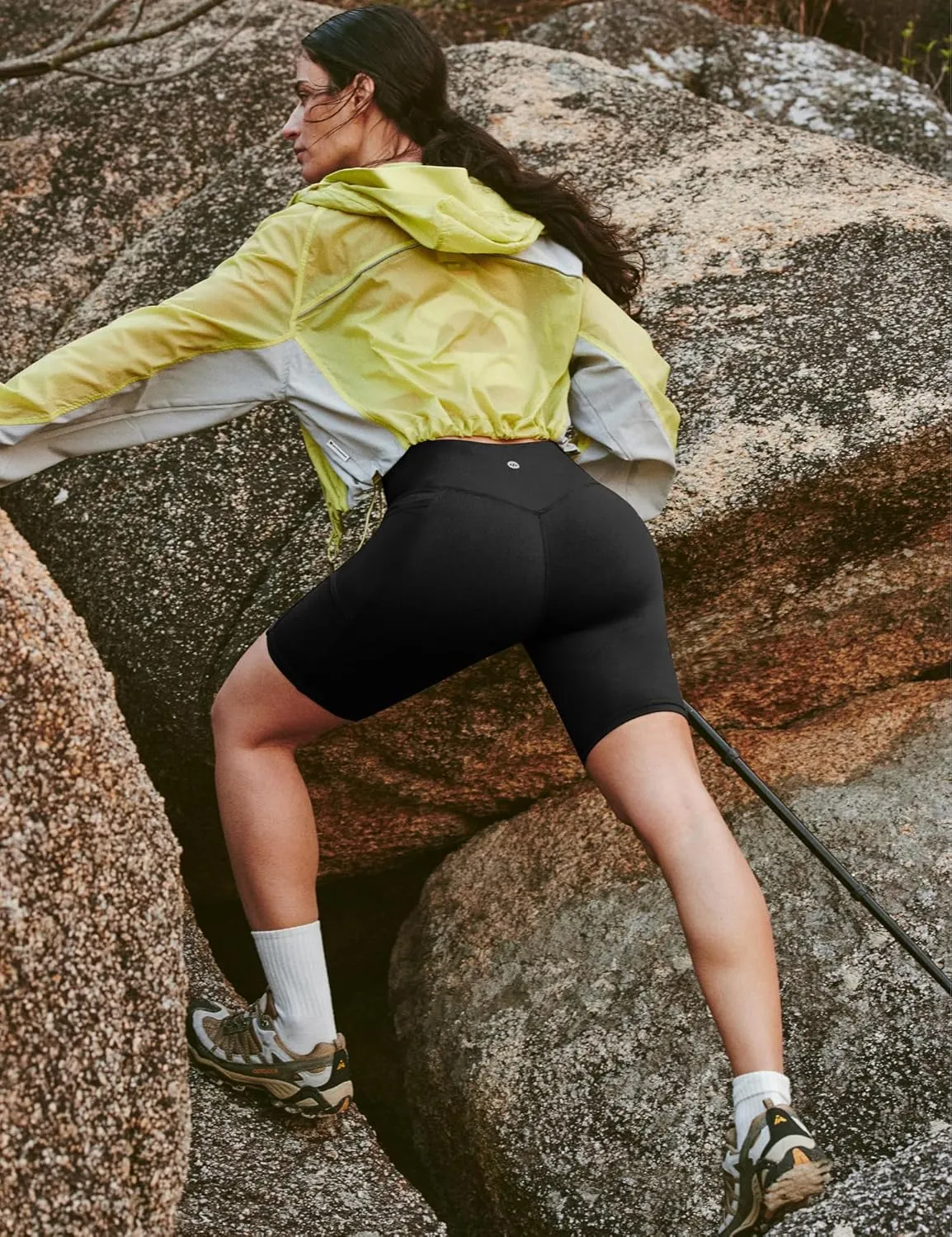 Ewedoos Biker Shorts Women Tummy Control with 4 Pockets No Front Seam Hiking Workout Spandex Shorts High Waisted UPF50 