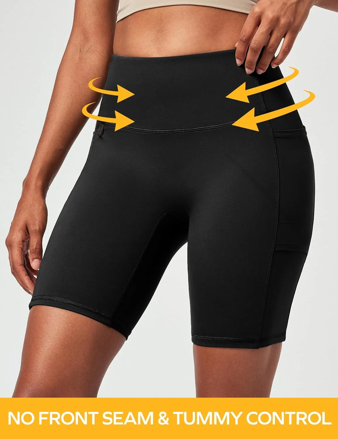 Ewedoos Biker Shorts Women Tummy Control with 4 Pockets No Front Seam Hiking Workout Spandex Shorts High Waisted UPF50 