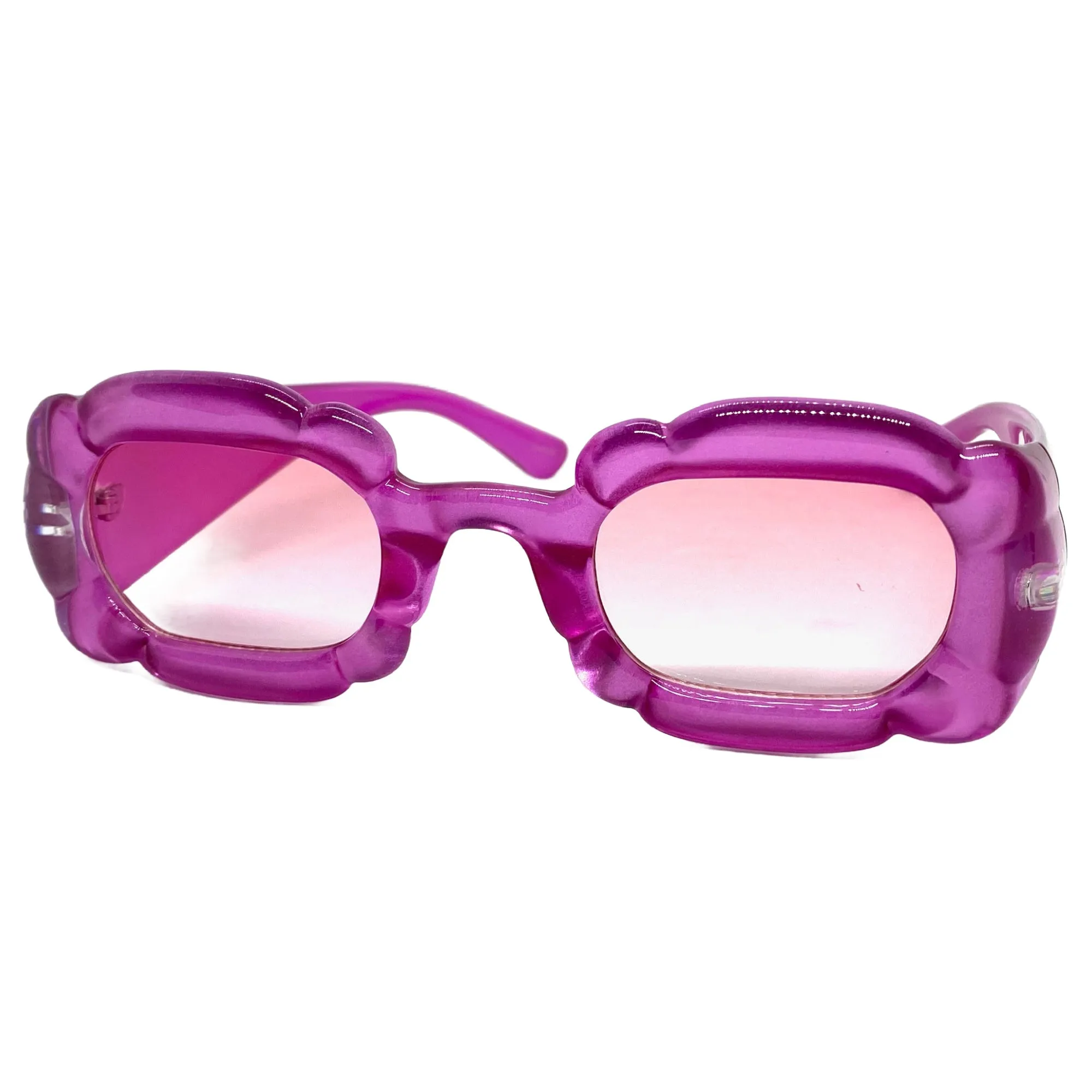 Exaggerated Classic Vintage Retro Bubble Style SUNGLASSES Large Thick Fuchsia Frame 80561