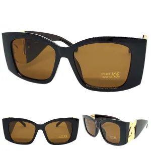 Exaggerated Vintage Retro Cat Eye Style SUNGLASSES Super Thick Dark Brown Frame 49267