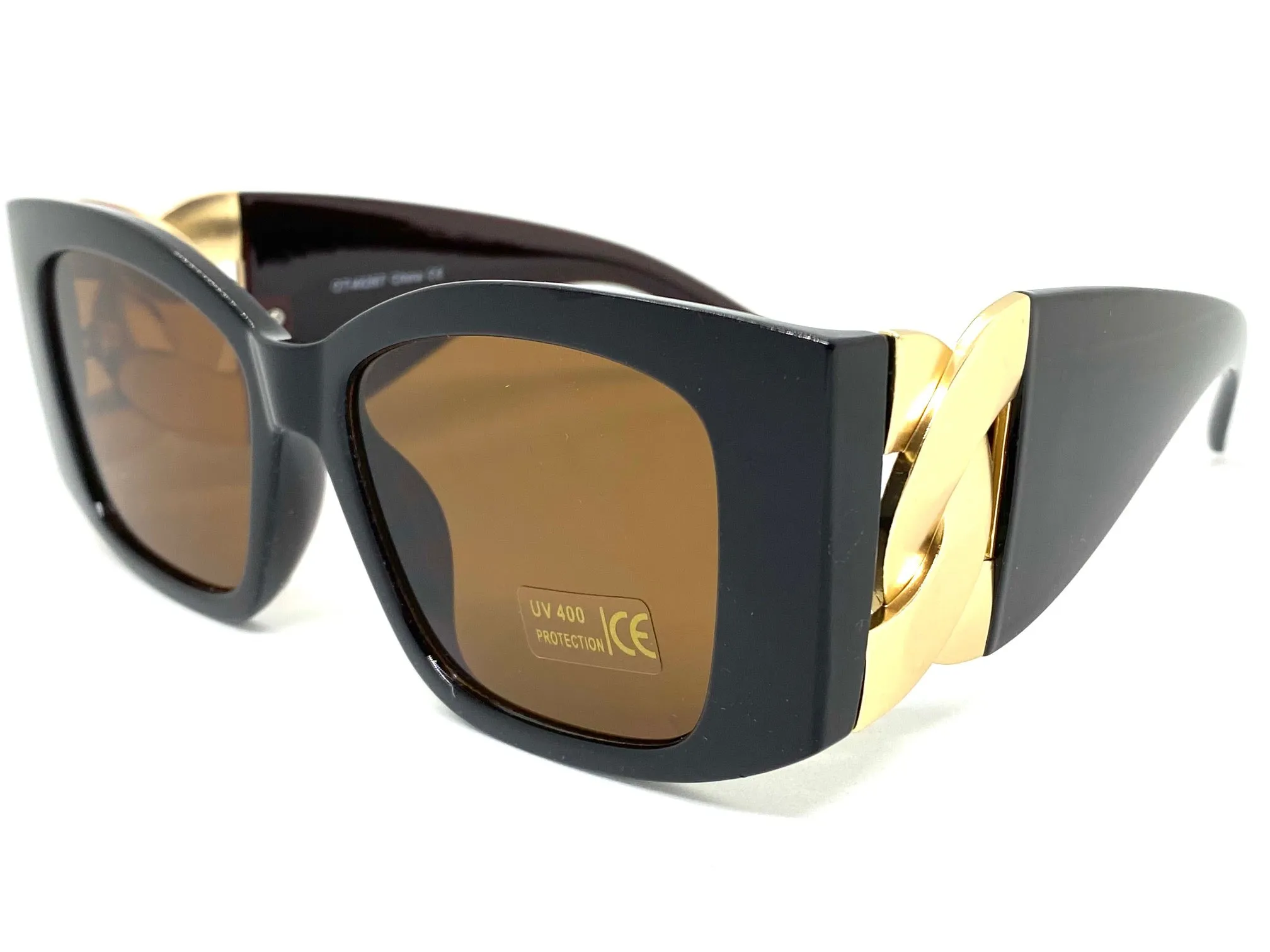 Exaggerated Vintage Retro Cat Eye Style SUNGLASSES Super Thick Dark Brown Frame 49267