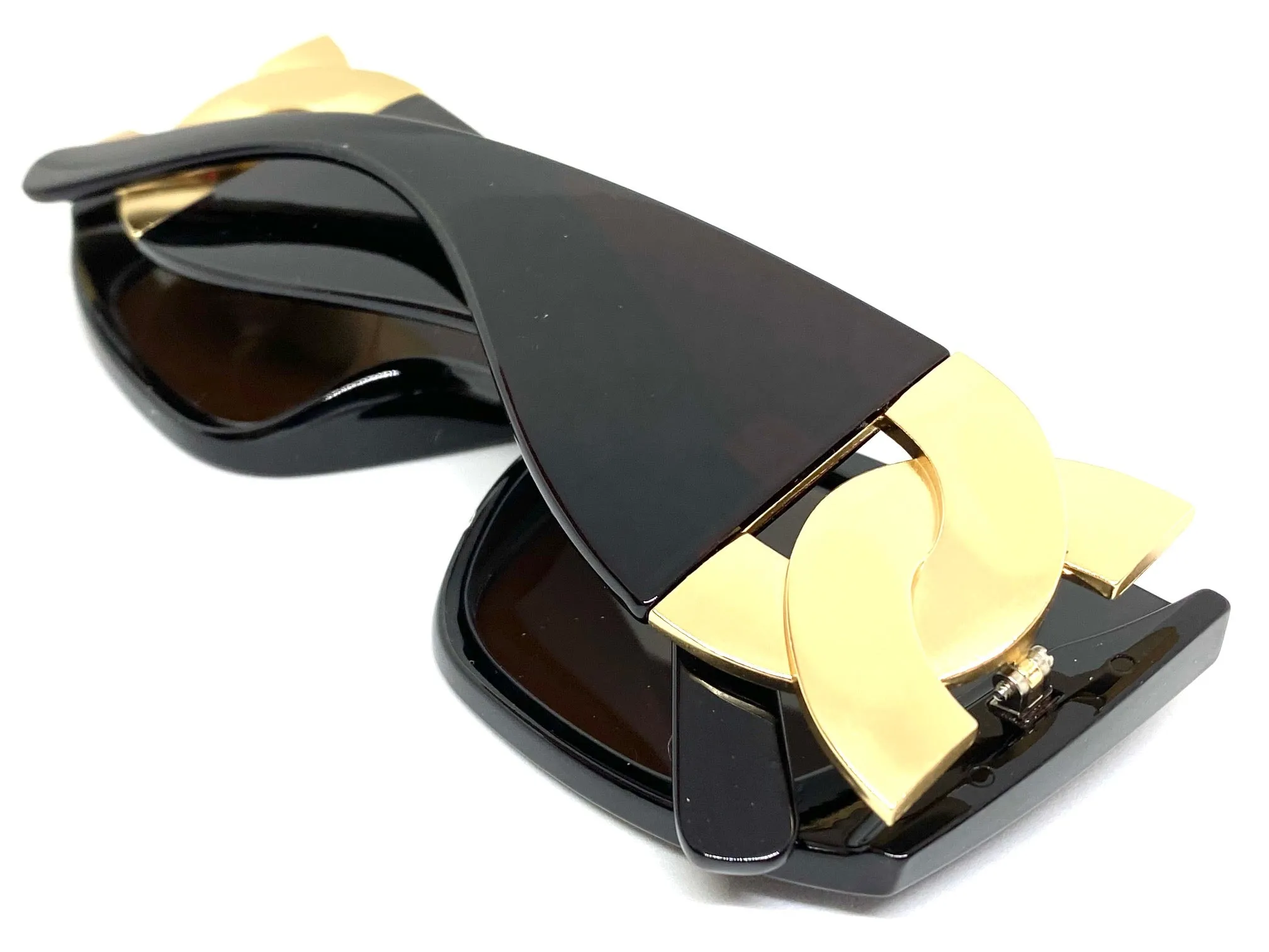 Exaggerated Vintage Retro Cat Eye Style SUNGLASSES Super Thick Dark Brown Frame 49267