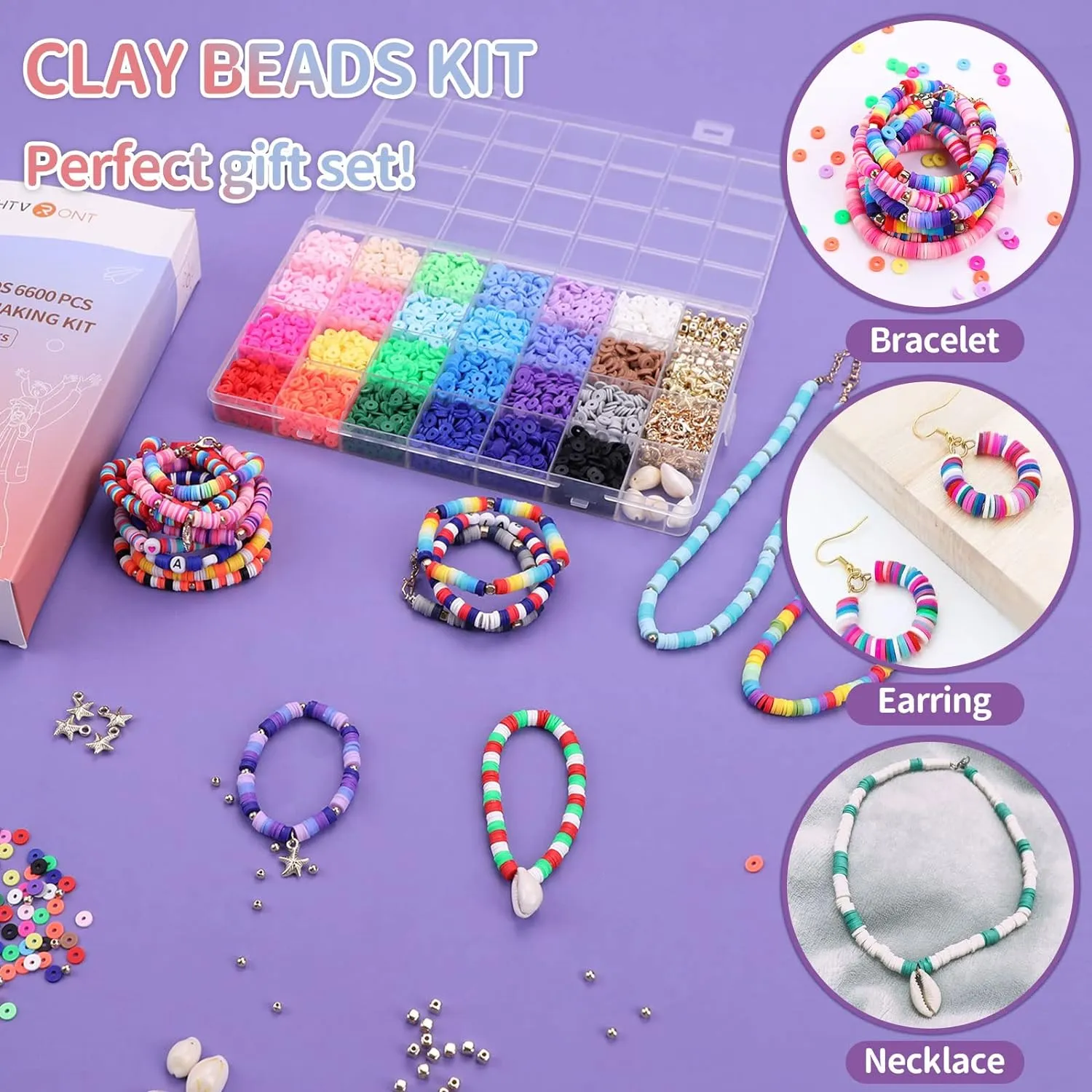 [EXCLUSIVE FREE GIFT] 6600 Clay Beads Bracelet Making Kit - 24 Colors