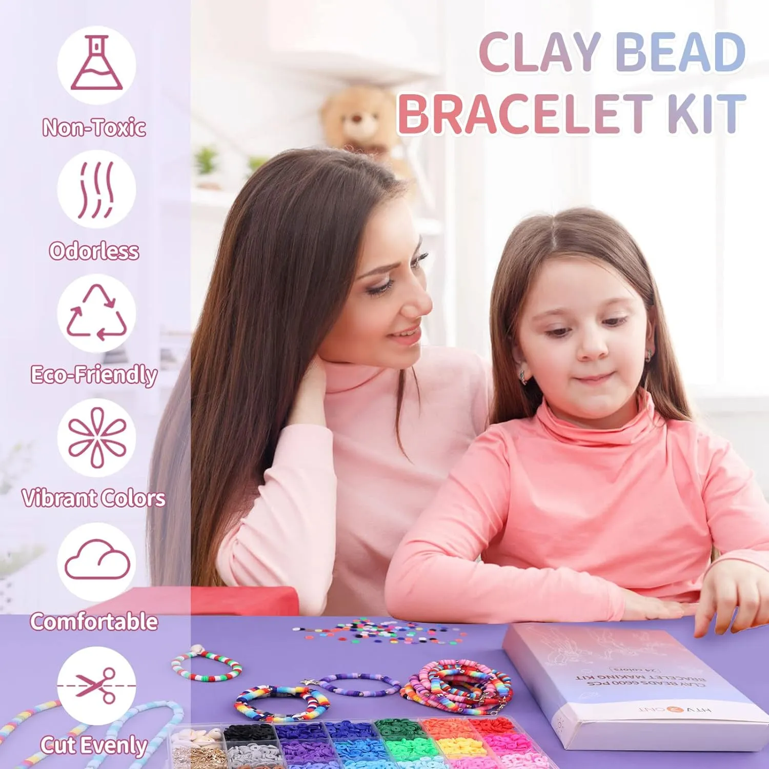 [EXCLUSIVE FREE GIFT] 6600 Clay Beads Bracelet Making Kit - 24 Colors