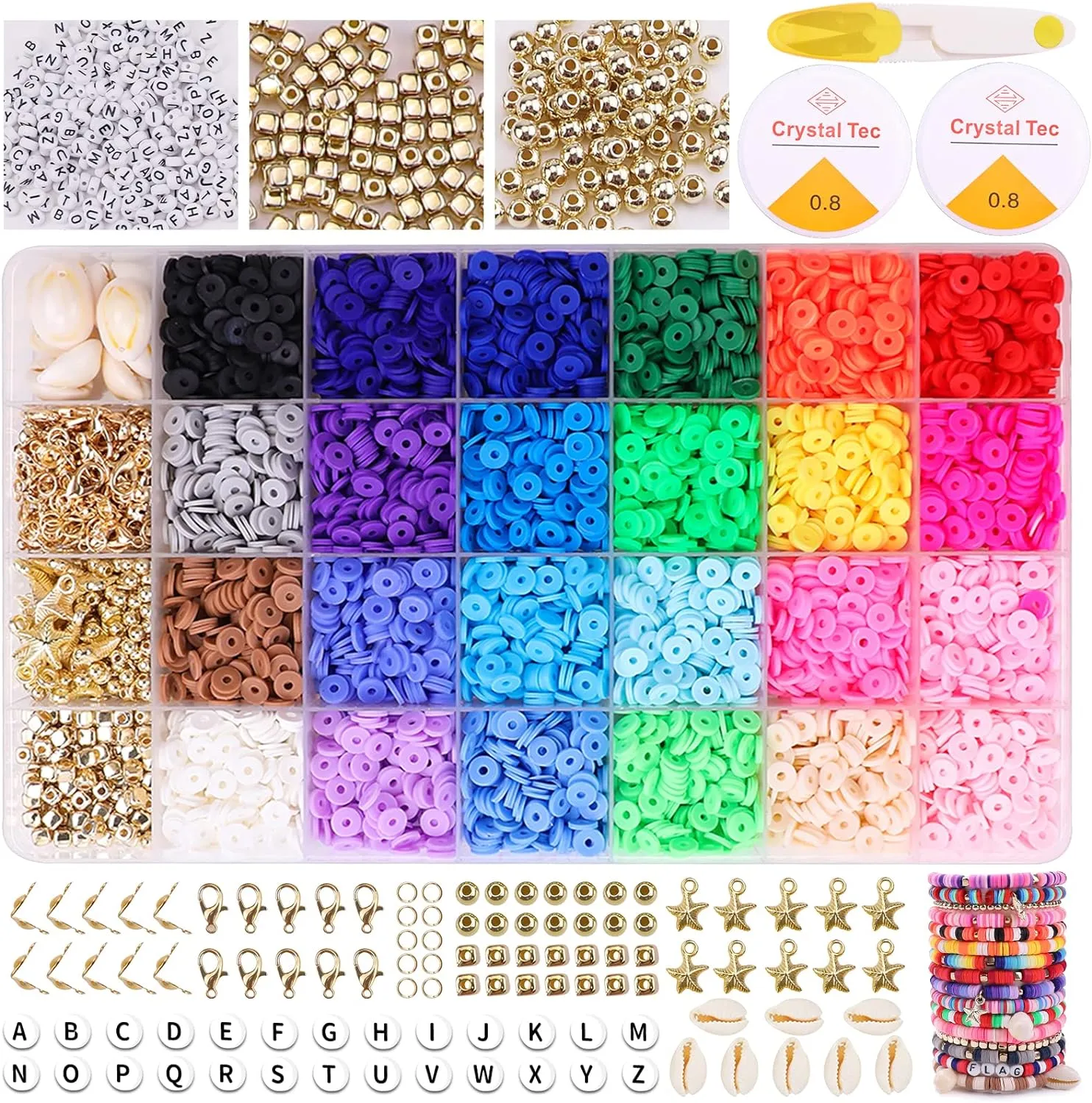 [EXCLUSIVE FREE GIFT] 6600 Clay Beads Bracelet Making Kit - 24 Colors