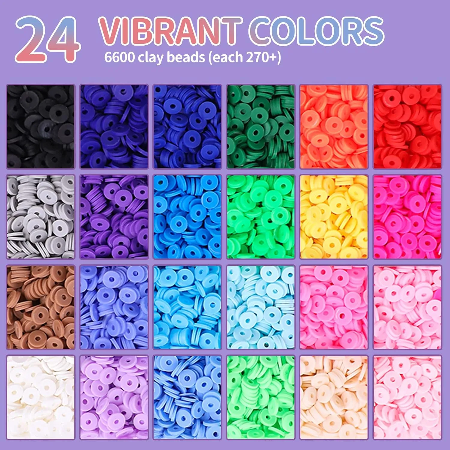 [EXCLUSIVE FREE GIFT] 6600 Clay Beads Bracelet Making Kit - 24 Colors