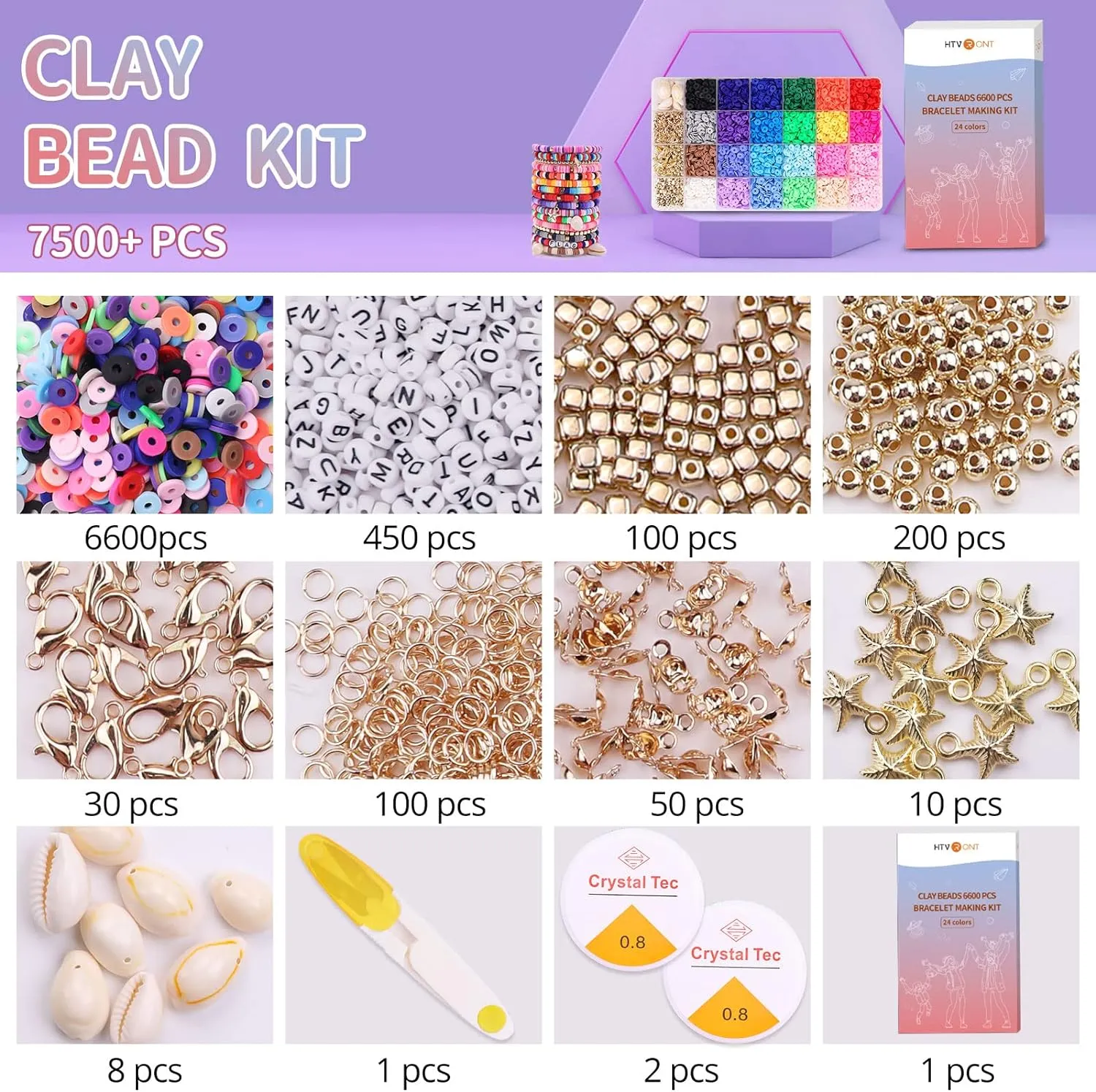 [EXCLUSIVE FREE GIFT] 6600 Clay Beads Bracelet Making Kit - 24 Colors
