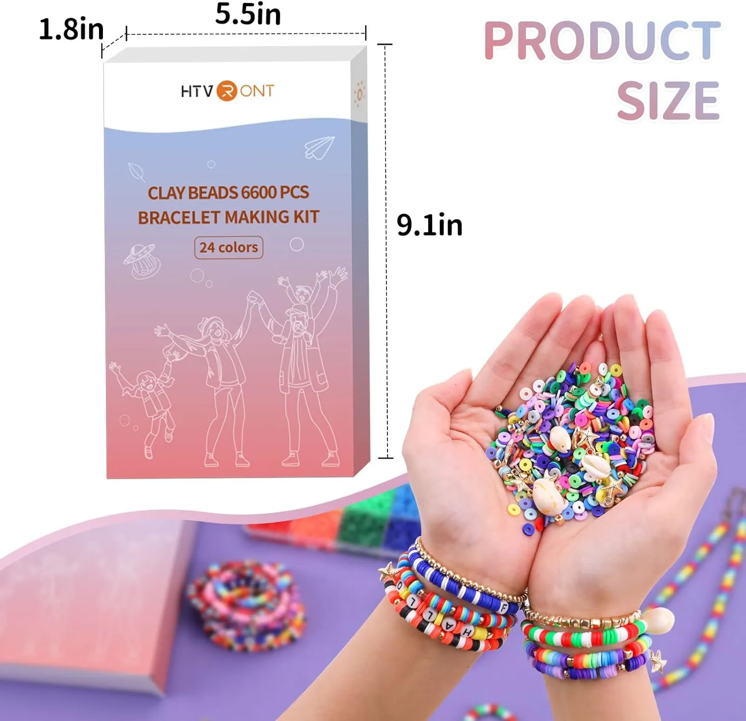[EXCLUSIVE FREE GIFT] 6600 Clay Beads Bracelet Making Kit - 24 Colors