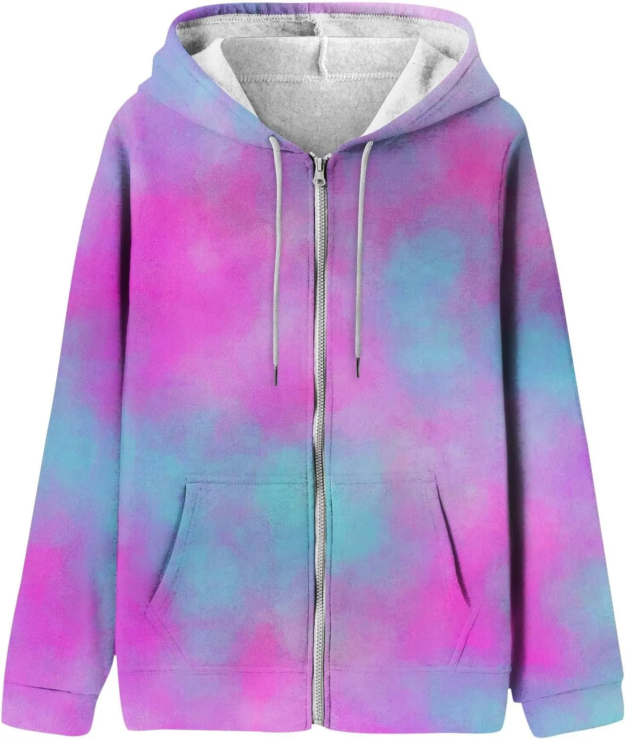 Fall Clothes For Women 2024 Zip Up Long Sleeve Hooded Sweatshirts With Pocket Drawstring Gradient Hoodies