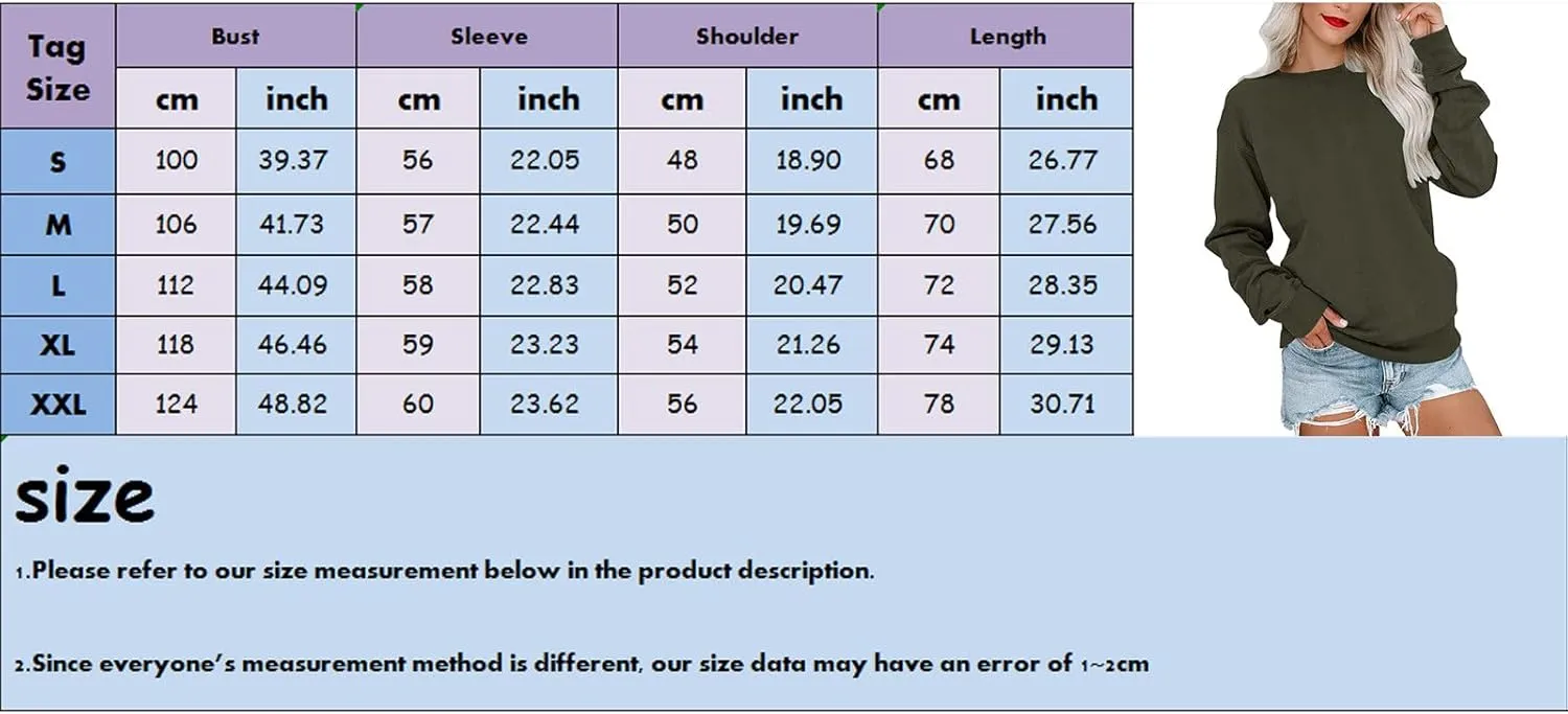 Fall Sweatshirts for Women Trendy, Womens Casual Crewneck Sweatshirts Long Sleeve Cute Tunic Tops Loose Fitting Pullover Top