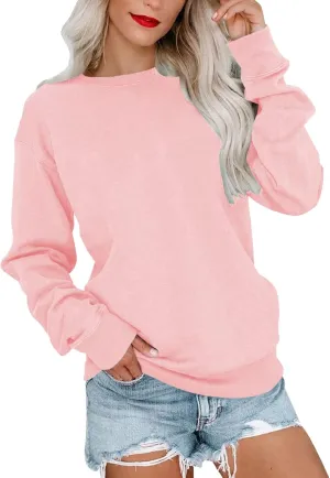 Fall Sweatshirts for Women Trendy, Womens Casual Crewneck Sweatshirts Long Sleeve Cute Tunic Tops Loose Fitting Pullover Top