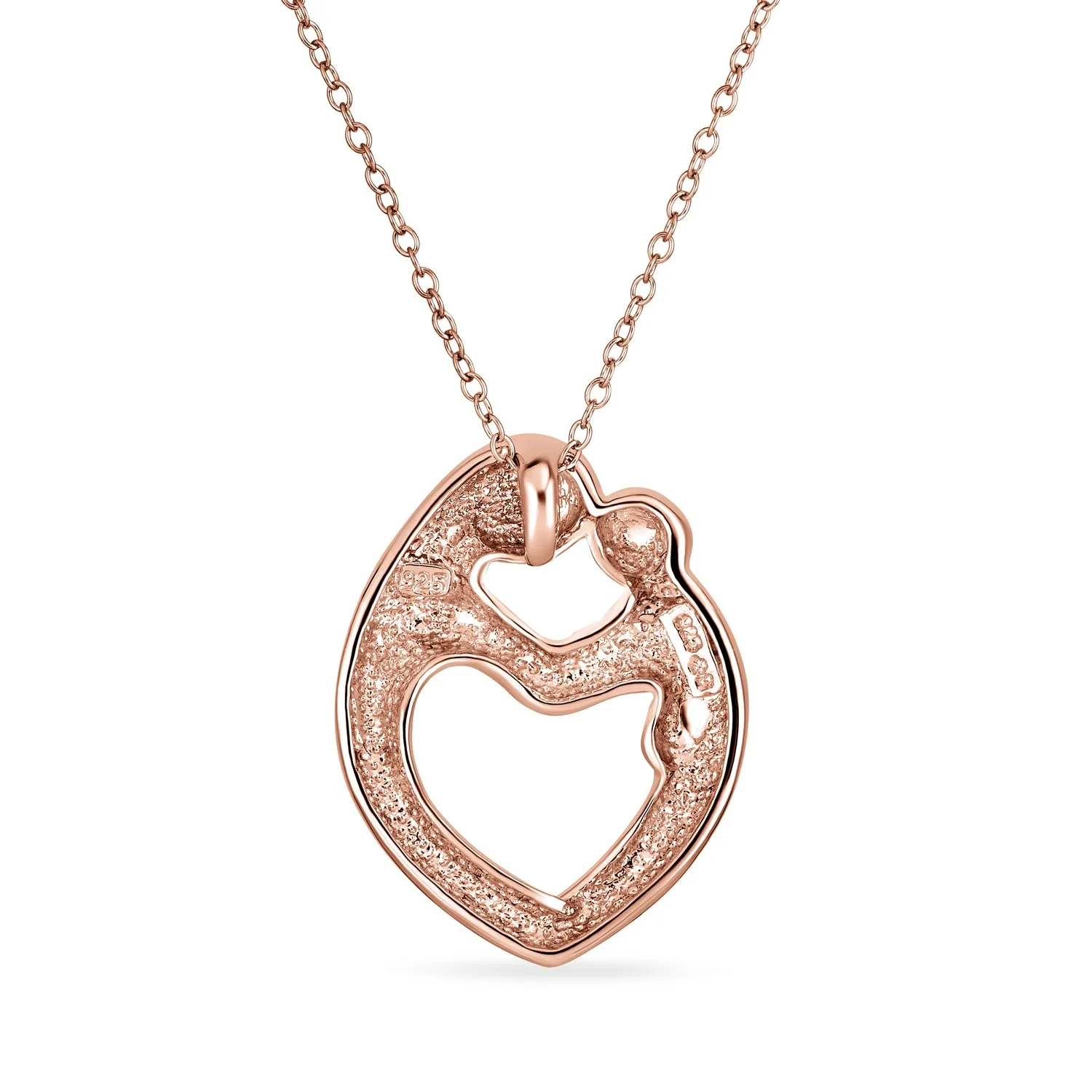 Family Heart Pendant Necklace Gold Plated Sterling Silver with Yellow Rose Design