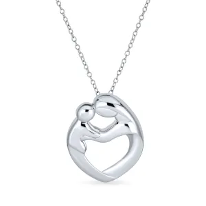 Family Heart Pendant Necklace Gold Plated Sterling Silver with Yellow Rose Design