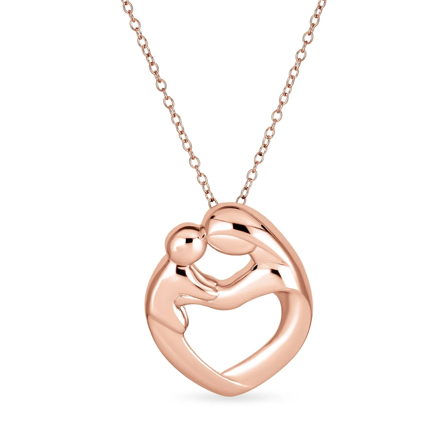 Family Heart Pendant Necklace Gold Plated Sterling Silver with Yellow Rose Design