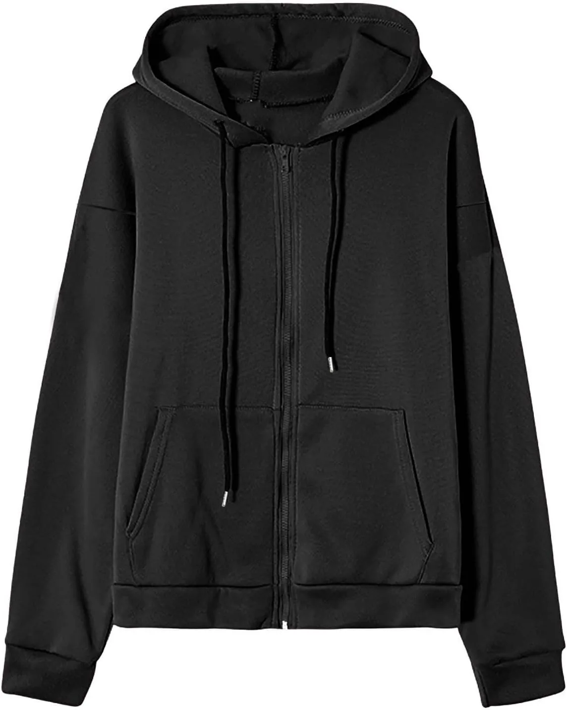 fartey Zip Up Hoodie Women Oversized Long Sleeve Sweatshirts Teen Girl Y2K Clothes Casual Drawstring Jackets With Pockets