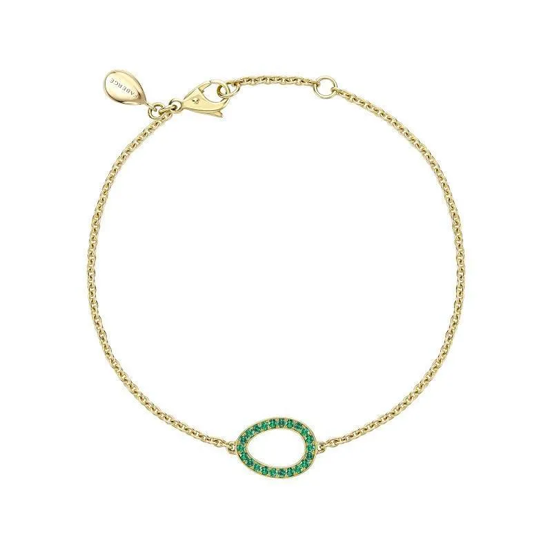FColours of Love Sasha 18ct Yellow Gold Emerald Egg Bracelet