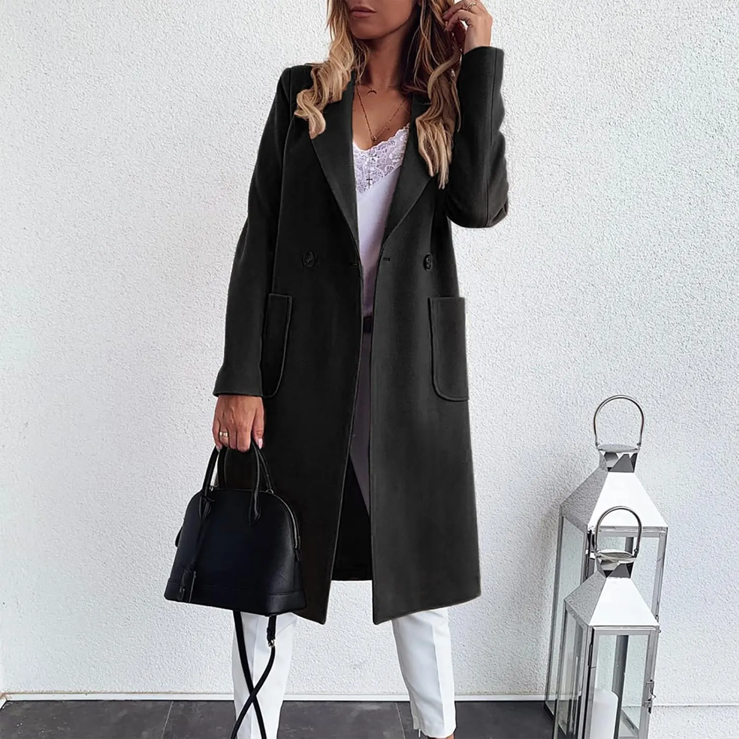 Febecool Coats For Women Lapel Collar Jacket Bomber Jacket Warm Coat Blazer Jackets Sweater Coat Button Slim Jacket