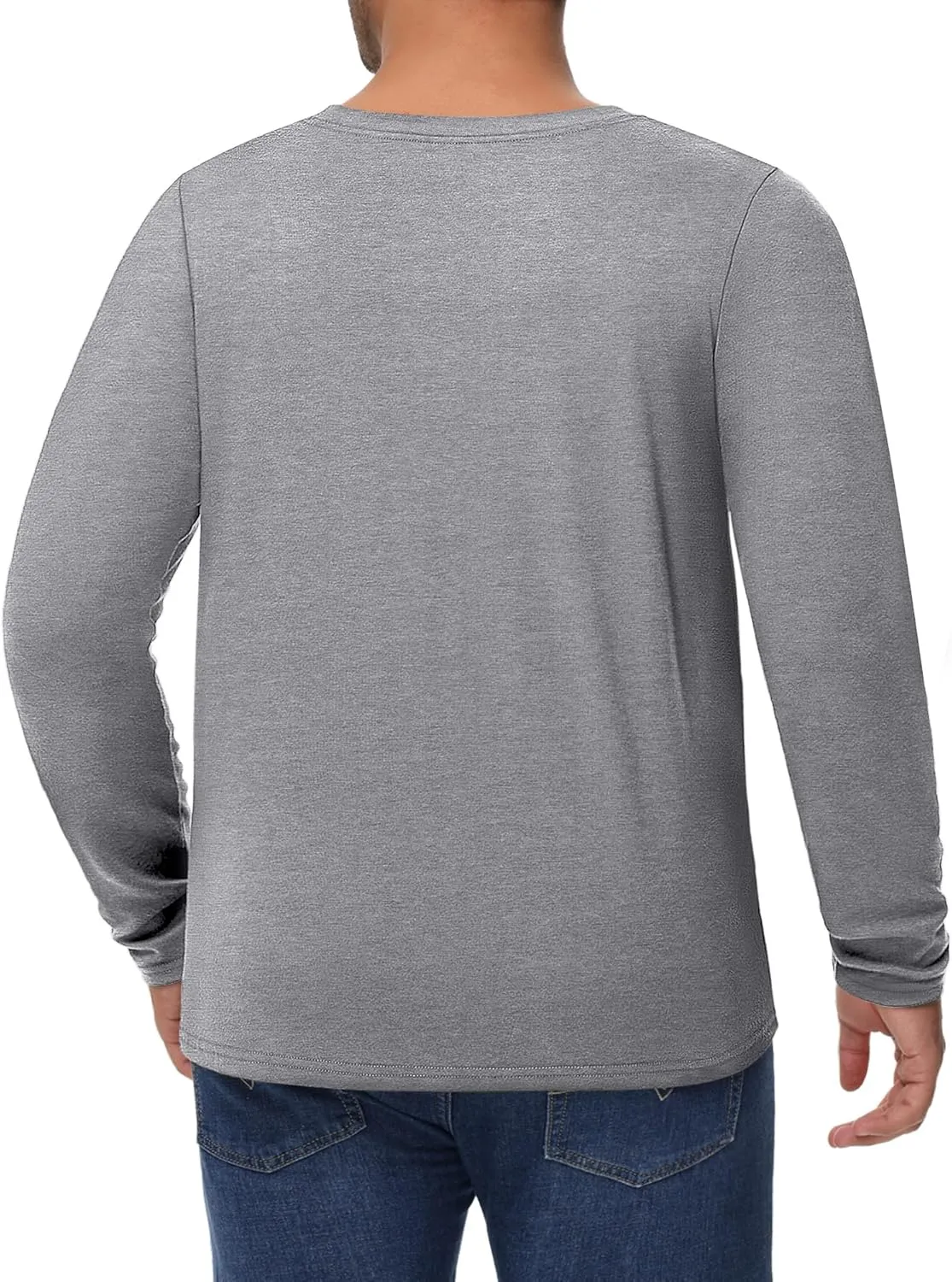 Ficerd 3 Pack Men's Big and Tall Shirts Long Sleeve Cotton Tee Crew Neck Oversize Tops Casual Loose Fit Knitted T Shirts