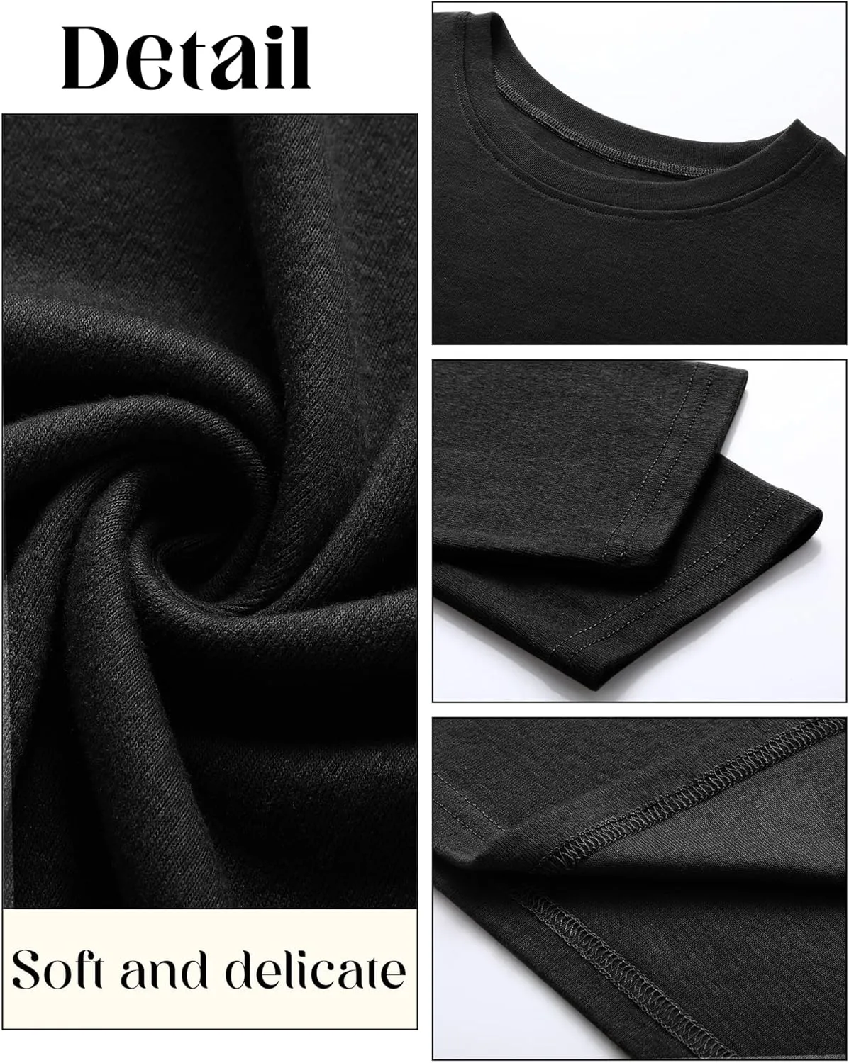 Ficerd 3 Pack Men's Big and Tall Shirts Long Sleeve Cotton Tee Crew Neck Oversize Tops Casual Loose Fit Knitted T Shirts