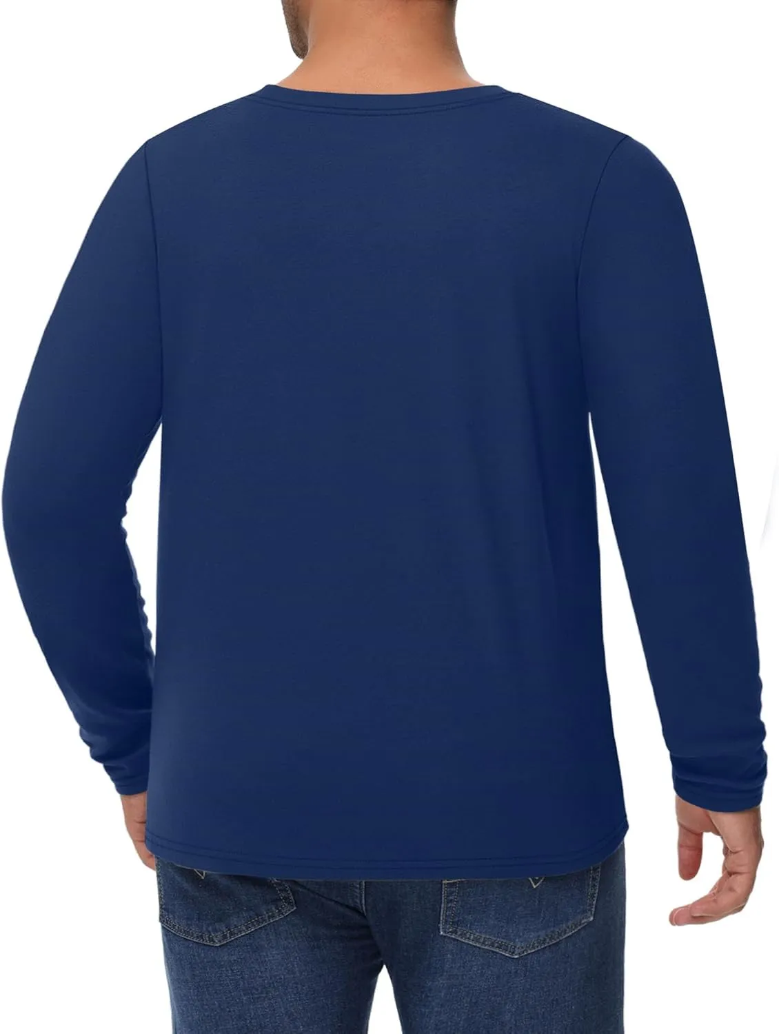 Ficerd 3 Pack Men's Big and Tall Shirts Long Sleeve Cotton Tee Crew Neck Oversize Tops Casual Loose Fit Knitted T Shirts