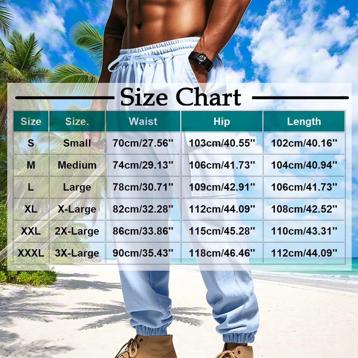 Finelylove Linen Cargo Pants for Men Relaxed Fit Elastic Waist Athletic Workout Pants Summer Casual Yoga Travel Joggers
