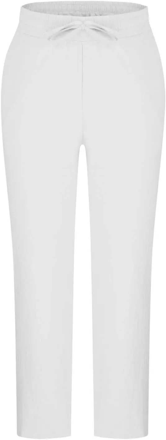 Finelylove Mens Linen Pants Summer Casual Relaxed Fit Lightweight Beach Pants Elastic Waist Straight Yoga Travel Trousers